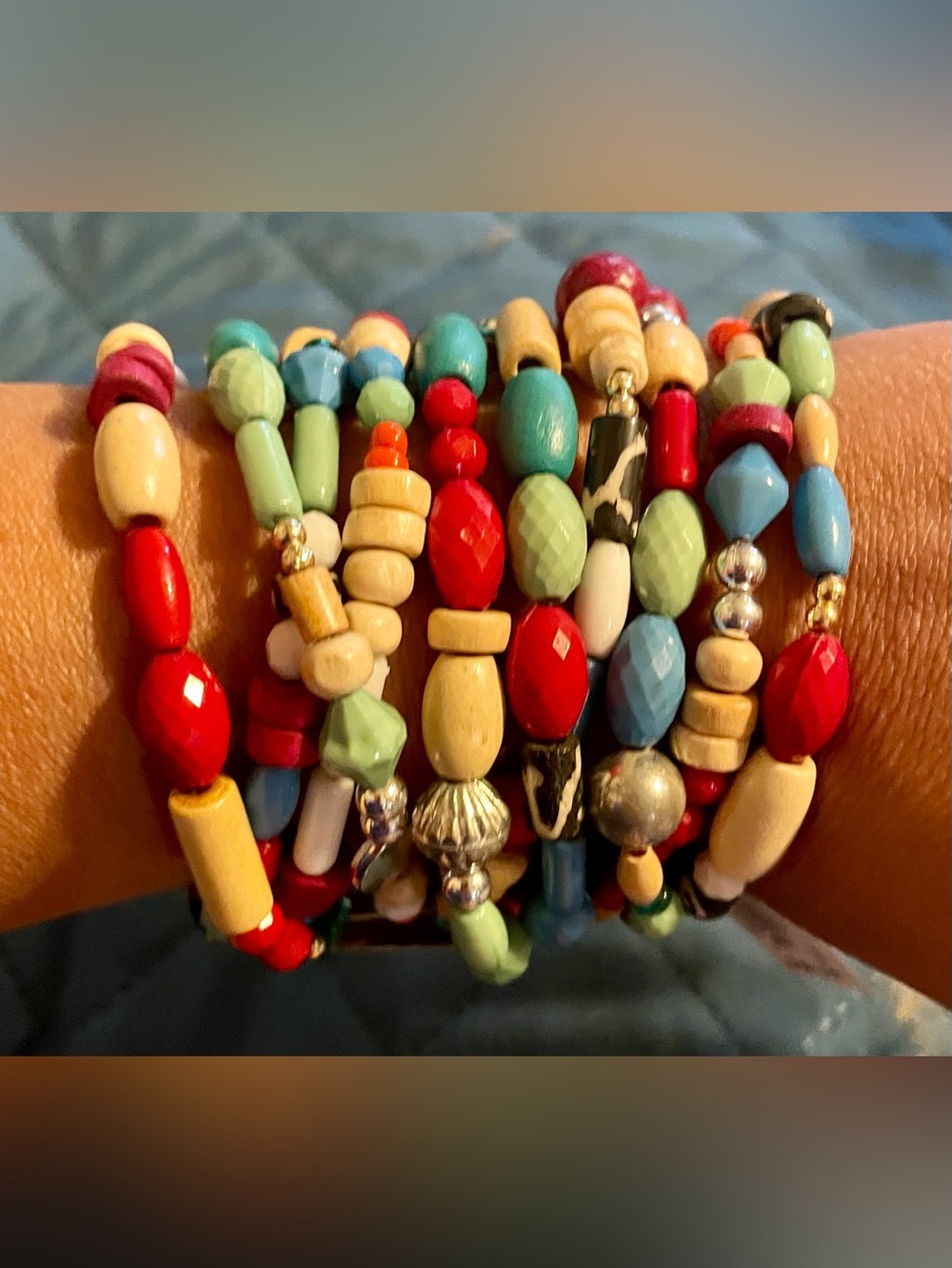Multi-Color Beaded Stretch Bracelet Stack - Women Jewelry